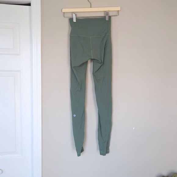 lululemon athletica Pants - Lululemon Wunder Under Sage Green Ribbed Size 0 Leggings Workout Fitness